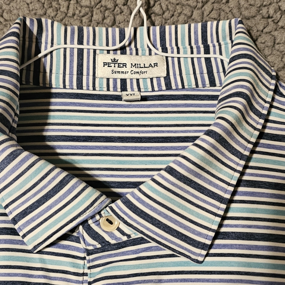 Striped Peter Millar Golf Shirt - Picture 2 of 3